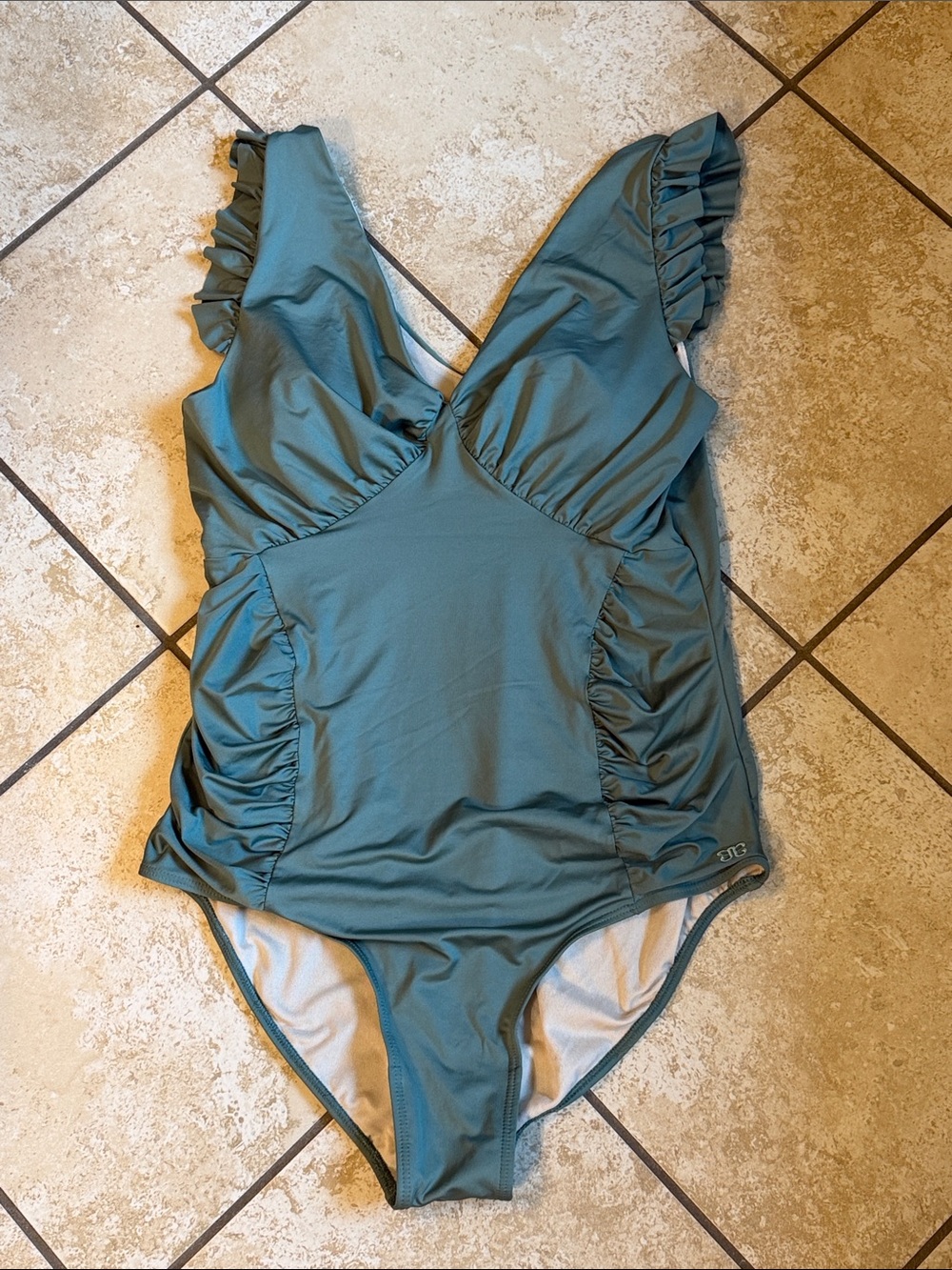 ALBION Teal Ruffled One-Piece Swimsuit